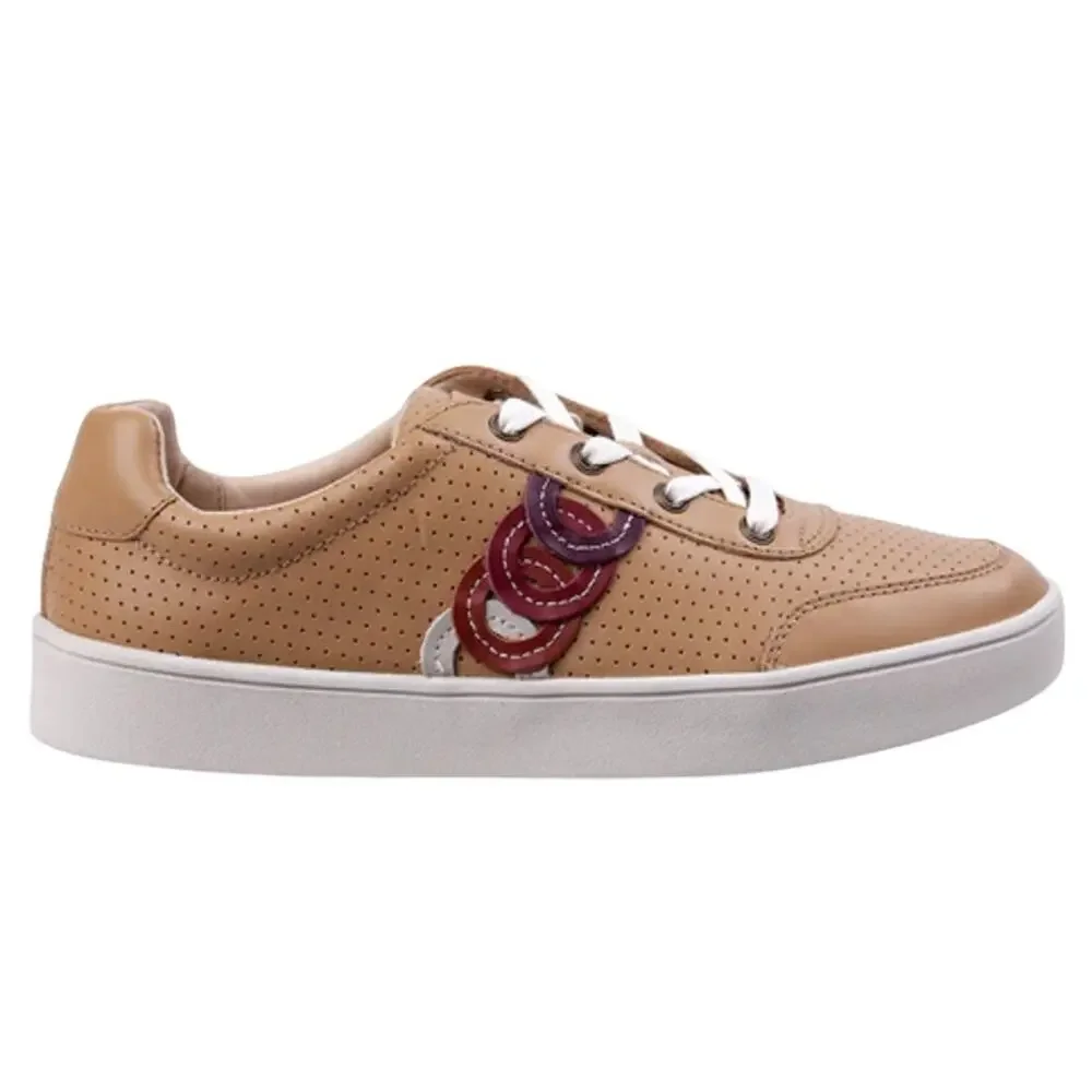 Spenco Womens Cambridge Low Sneaker US 8.5 Wide EU 39 Tan Leather EUC